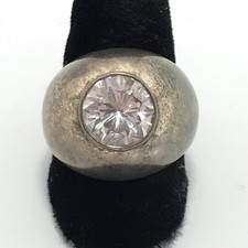 Vintage 925 Sterling Silver  Solitaire Cut Cubic Zirconia Stunning Ring sz 7