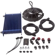 13 Row AN10 Universal Engine Oil Cooler + Oil Line + Filter Adapter + 7" Fan Kit