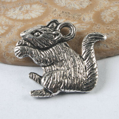 10pcs dark silver tone cute squirrel charm h3482
