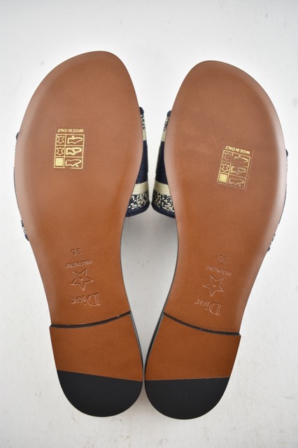 Dior Black Christian Dio(R)evolution Dway Rubber Logo Slide Mule Flat 38 Sandals Regular (M, B 