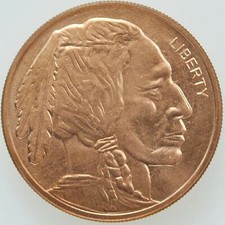 .999 FINE COPPER Buffalo Indian Head Round Coin 1 Roll 20 Lot Investment Bullion