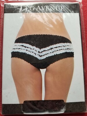 Leg Avenue Contrast Ruffle Back Panty Size S/M 