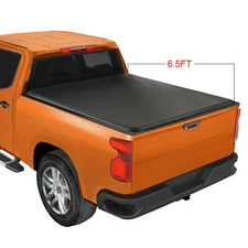 FOR 14-25 CHEVY SILVERADO/GMC SIERRA 6.5FT BED SOFT VINYL ROLL-UP TONNEAU COVER