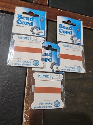 3 × POLYMID Cord Griffin Beading Stringing Thread Brown Orange # 1