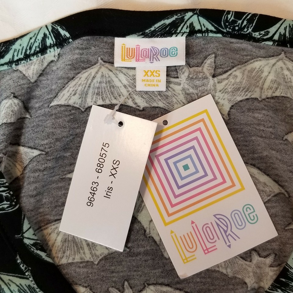 NWT LuLaRoe HALLOWEEN Green Bats Batwings Rounded VNeck High/Low