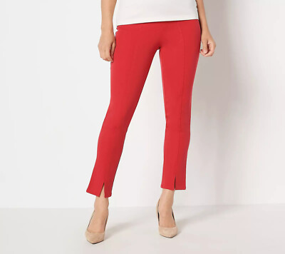 Isaac Mizrahi Live! Petite 24/7 stretch Pants Red Currant 30 New