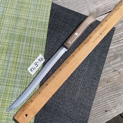 13.5'' Flint Vanadium Carving + Bread Serrated Knife Wood Handle Half Tang