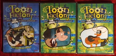 Toon Factory 3 DVD Lot Daffy Duck Daffy Duckaroo Private Eye Popeye Big Bad Wolf