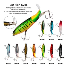 Topwater Floating Fishing Lures Rotating Tail Surface Crankbaits Whopper Plopper