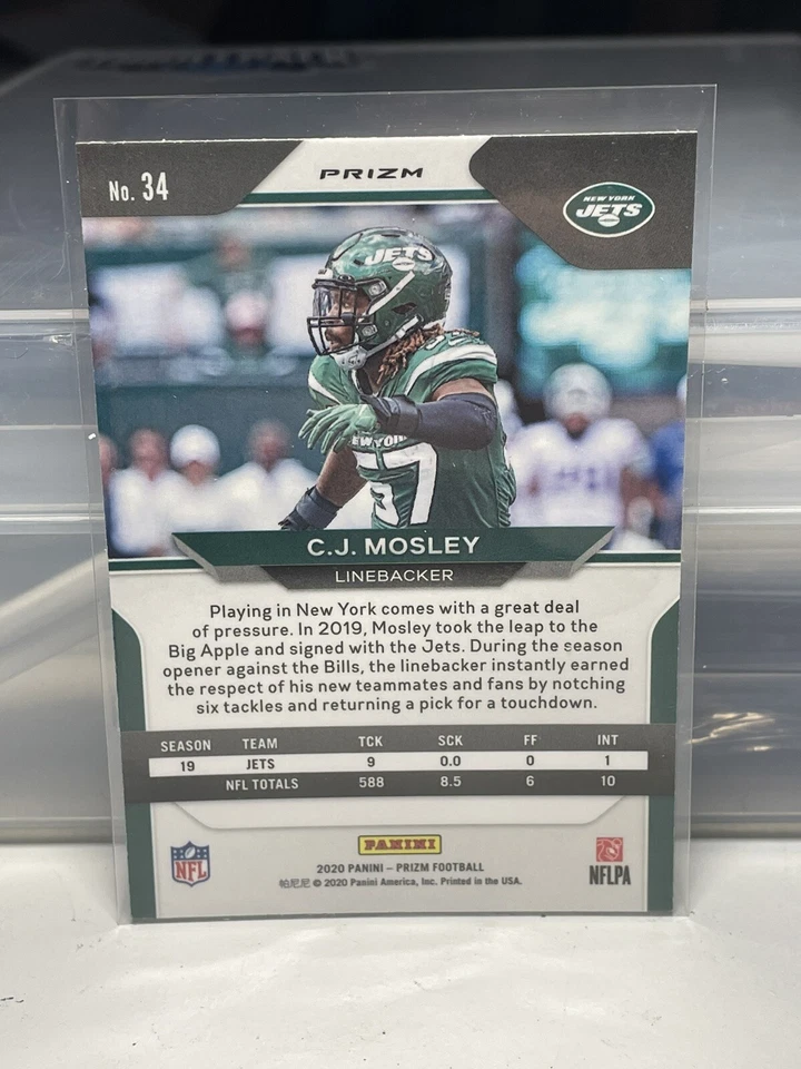 2020 Panini Prizm C.J. Mosley Green Prizm #34 NY Jets - Image 2 of 2