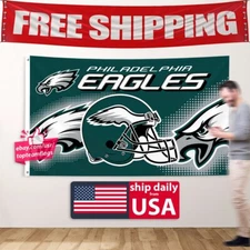 Philadelphia Eagles 3x5 FT American Flag Banner New Man Cave FREE Shipping