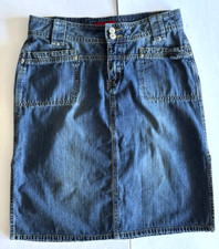 UnionBay Denim SKIRT WOMENS Sz 11 Front Pockets Midi Knee Length Side SLITS Zip