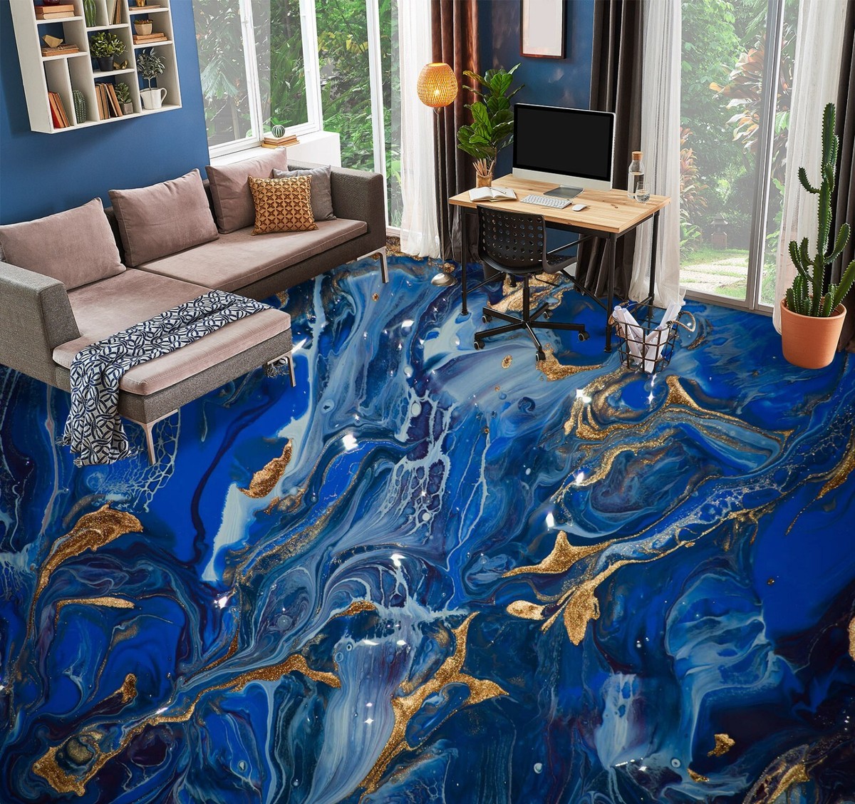 3D Blue Art SKE1842 Floor WallPaper Print Decal Epoxy Floor Deco