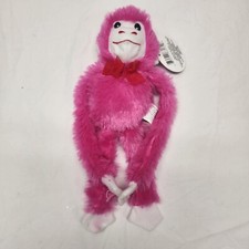 Fuzzy Friends Hanging Plush Monkey 12  PINK - NEW with Tags Stuffed Animal Toy