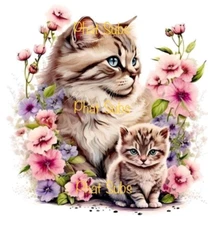 Sublimation Print Cat Family Ready to Press Heat Transfer