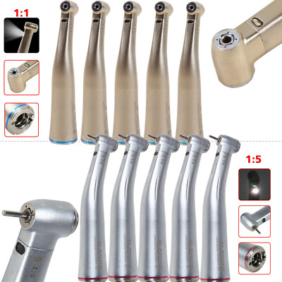 1-5*Dental 1:1 /1:5 LED Fiber Optic Contra Angle Handpiece Fit Electric Motor OR