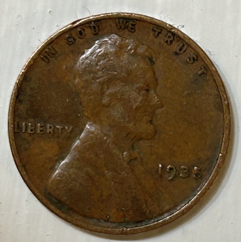 1935 Lincoln wheat penny no mint mark Free Shipping