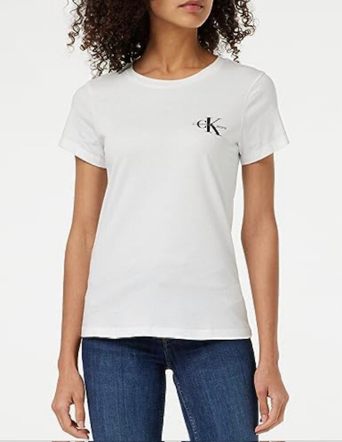 Calvin Klein Jeans MONOLOGO SLIM TEE SS Top Basic T-Shirts Black White RRP £45