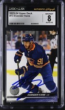 Evander Kane Signed 2023-24 Upper Deck Card 73 Edmonton Oilers CGC 8 JSA 10 Auto