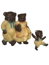 Vtg Pair Bear Family Wall Hangings Plaster Chalkware Plaques Baby's Room Nursery