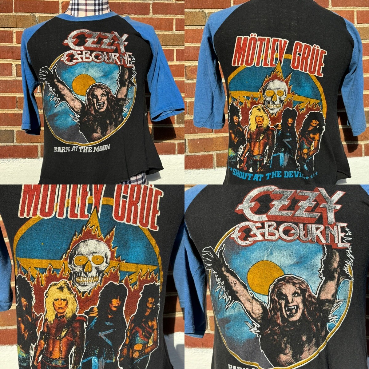 Ozzy Osborne Motley Crue Vintage Raglan Shirt Small/Medium Ozzy Osborne Motley Crue Vintage Raglan Shirt Small/Medium