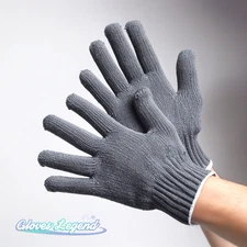 12 Pairs Large Gray String Knit Work Safety Gloves - 500g Cotton Elastic Cuff