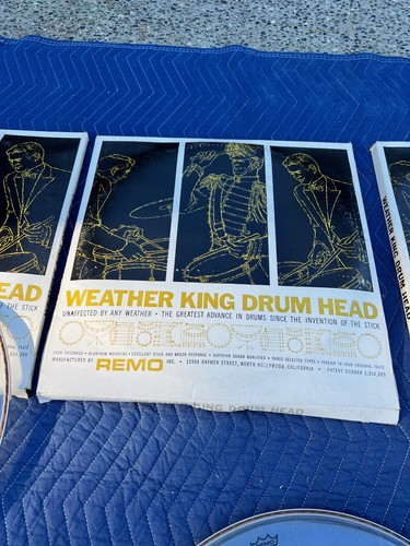 4 NOS 1970s Remo Weather King 18" C.S. Pieles de cabeza de tambor de batería nuevas en caja - Imagen 7 de 9