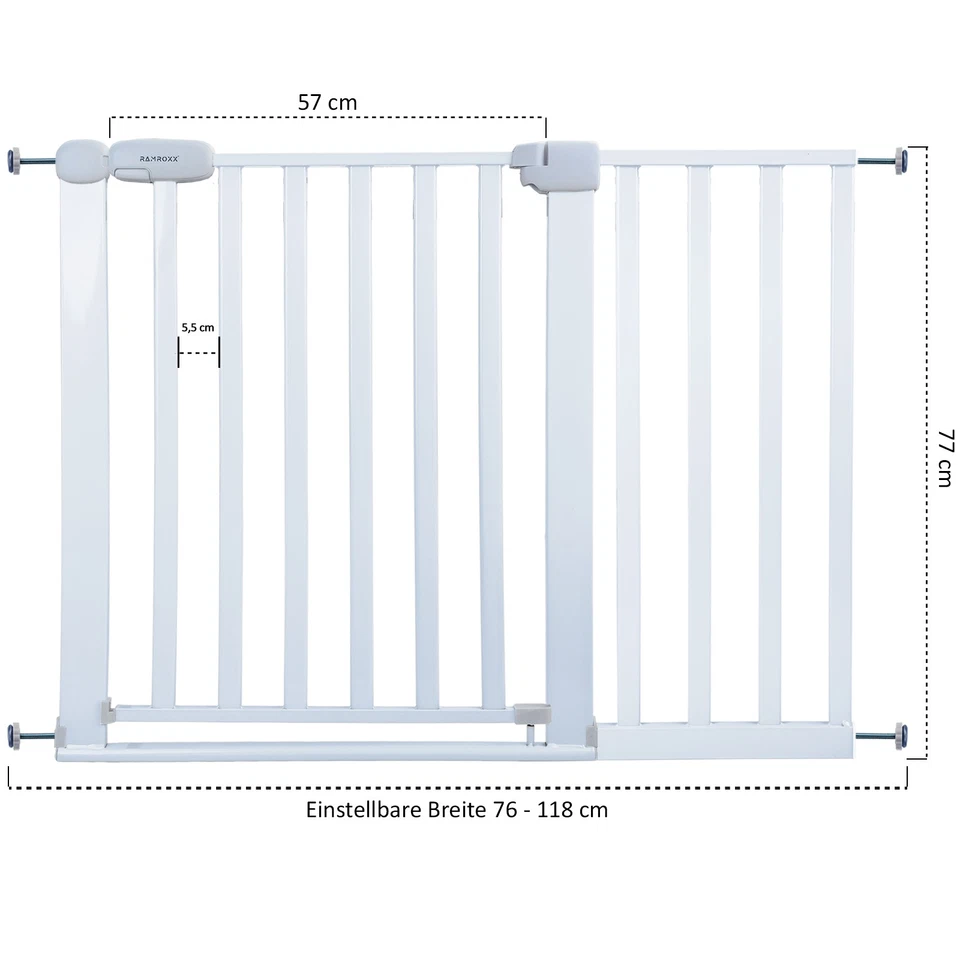 Absperrgitter Treppenschutzgitter weiß für 110-120cm Durchgang 77cm Hoch - Bild 3 von 4