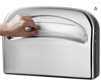 304 Stainless Toilet Seat Cover Dispenser Wall Mount Half Fold Commercial 16in