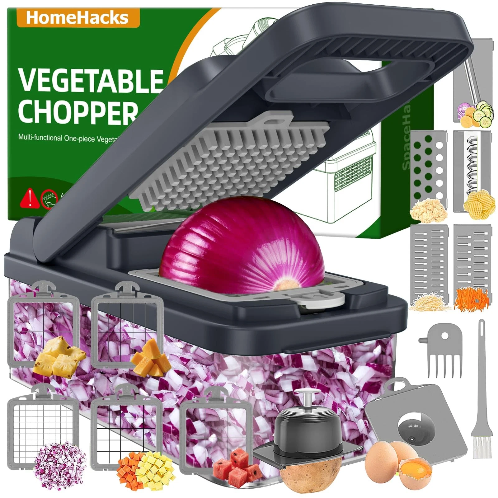Vegetable Chopper Vegetable Cutter, 15 in 1 Kitchen Gadget, Dicer, Slicer, On...
