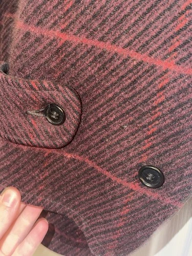 Very rare 1930s red Shadow plaid wool peacoat size L image 4
