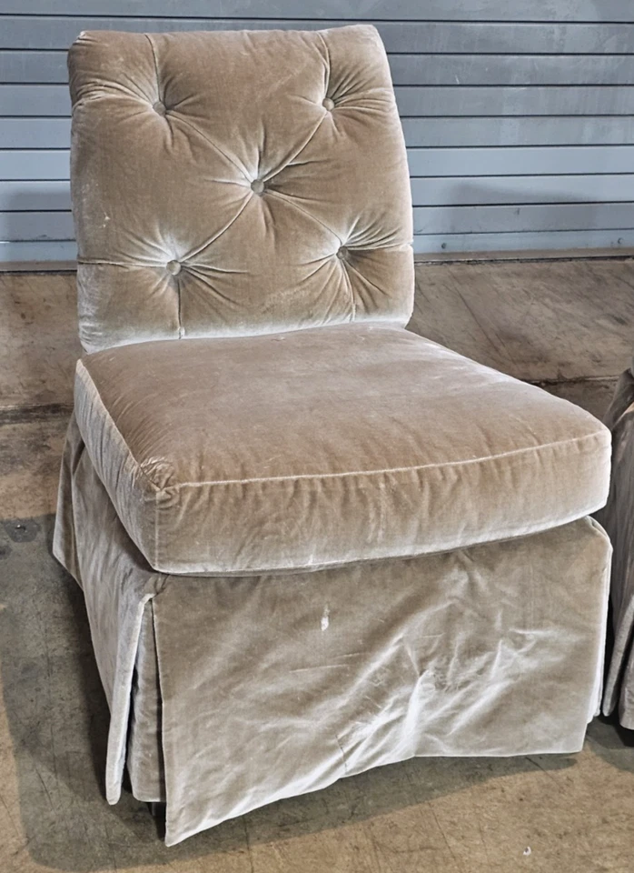 Pair Of Baker Furniture Slipper Chair Lounge Chair High End Velvet Upholstery - Image 3 of 4