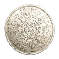 1964 Great Britain Florin 2 Shillings UNC Vintage Coin Queen Elizabeth KM 906