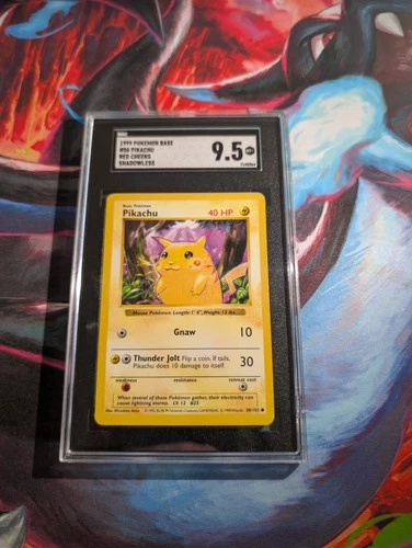 SGC 9.5 Mint+ MT+ Red Cheeks PIKACHU 1999 Shadowless Base Set 58/102 (B)