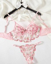 Pink Floral Corset Lingerie