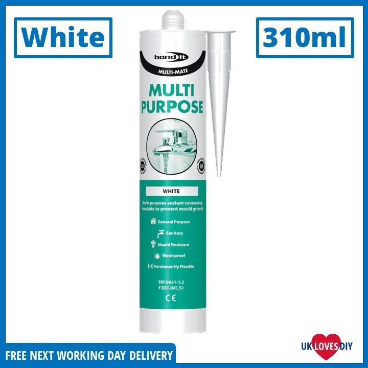 Bond It White Multi Mate Silicone Sealant Multi Purpose Sealing Kitchen Bathroom