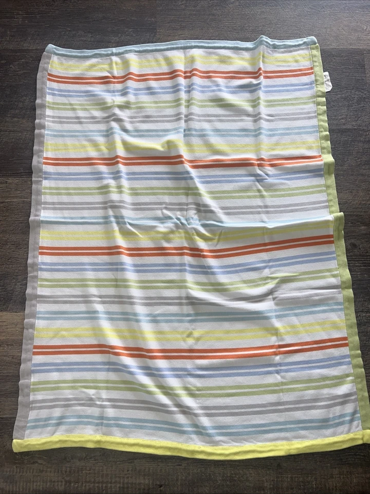 Manta bebé Ikea Dromland colorida a rayas blanca azul verde gris naranja amarillo Foto 2 de 2