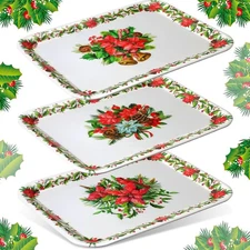 Zubebe 3 Pcs Christmas Serving Dishes 13 x 10 Inch Large, Red 