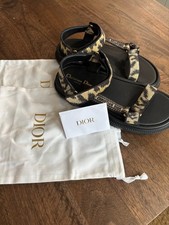 Christian Dior Act Canvas Embroidered Mizza Print Strap Flat Sandal EU 39.5 US 9