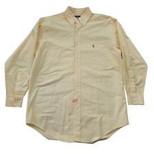 Ralph Lauren Yarmouth Button Down Shirt Mens 15 1/2 32 Large Yellow Flesh Pony
