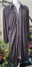 Simply Vera Vera Wang Black Solid Collared Button-Up Tunic Women's M 3/4 Sleeve