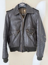 Vintage Distressed Schott NYC Brown Leather A-2 Bomber Flight Biker Jacket SZ 38