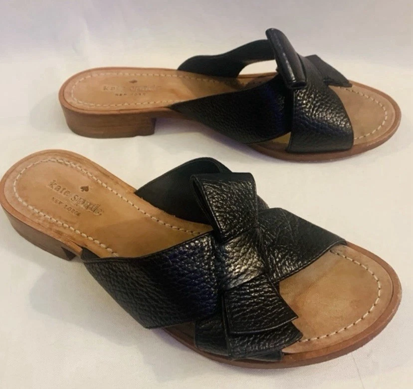 SANDALI ELEGANTI KATE SPADE NY BECKY FIOCCO PELLE NERA 7 5M