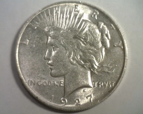 1927-D PEACE SILVER DOLLAR ABOUT UNCIRCULATED+ AU+ NICE ORIGINAL COIN BOBS COINS
