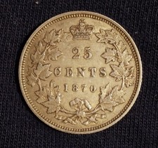 CANADA-1870 QUARTER-XF-FIRST YEAR  OF ISSUE