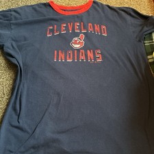 Majestic Cleveland Indians Navy Red Major League Baseball MLB Shirt