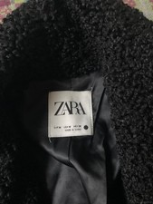 Lovely Zara black bouclé teddy bear coat , lined size M great condition
