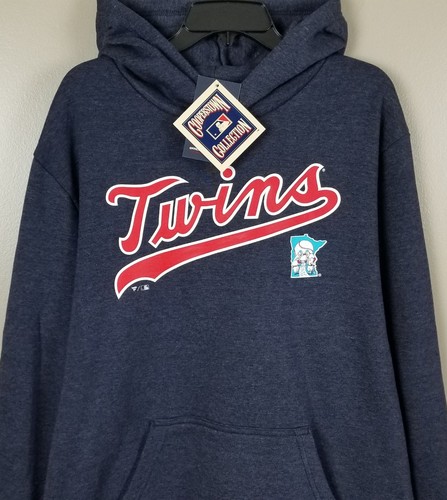 MINNESOTA TWINS FANATICS PULLOVER HOODIE SWEATSHIRT NAVY BLUE RED NEW (SIZE XL) - 第 1/11 張圖片