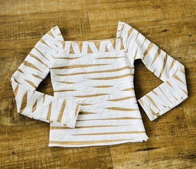 Rosa Cha White Nude Bandage cold shoulder LS stretchy top size small