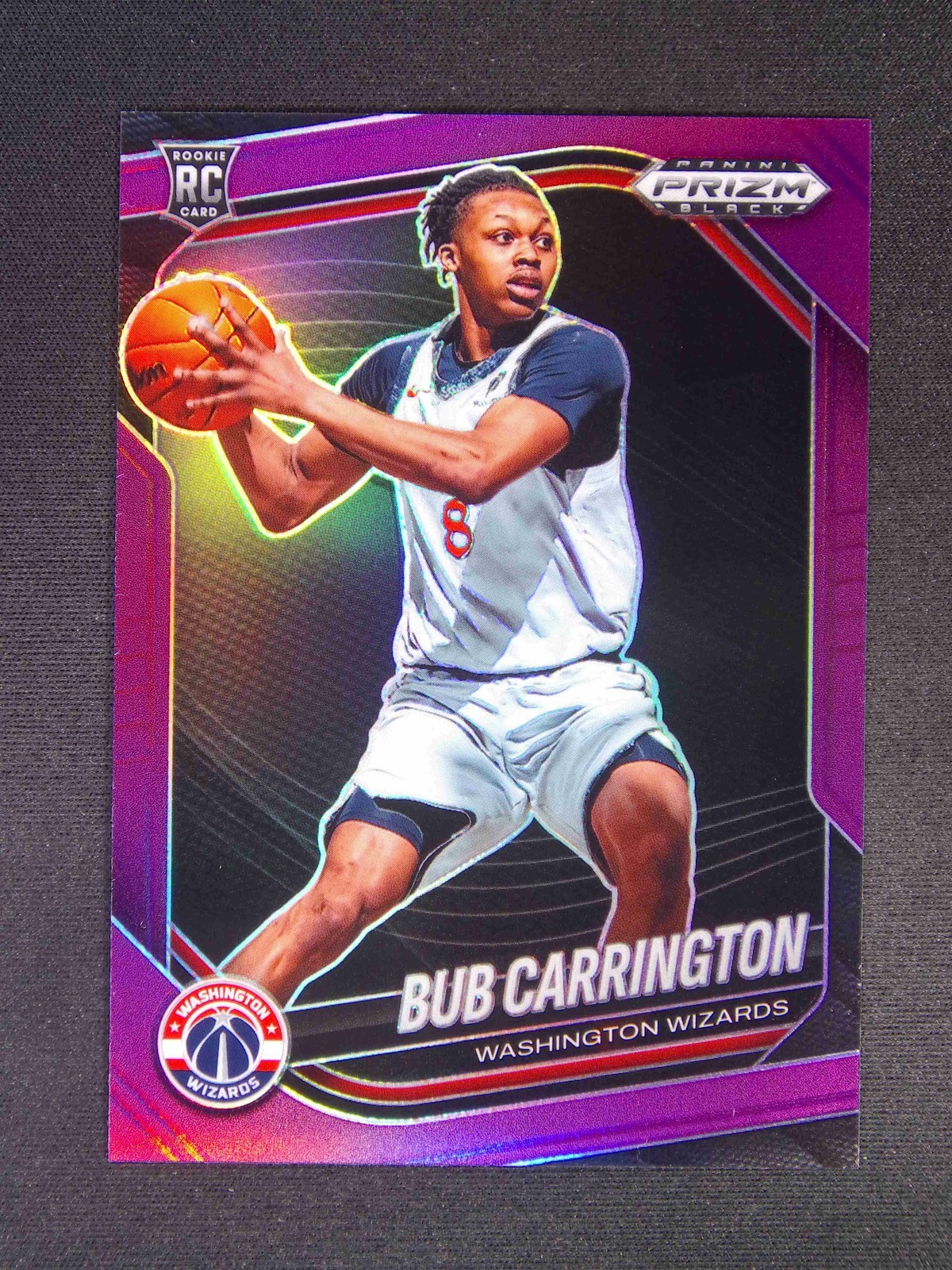 2024-25 Panini Prizm Black Bub Carrington #92 RC Rookie Purple /99
